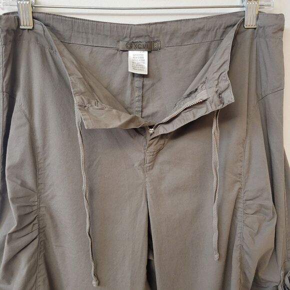 XCVI Cargo Capri Wide-Leg Side Slits Ruffled Gray Women Size XS Pants - Picture 7 of 10